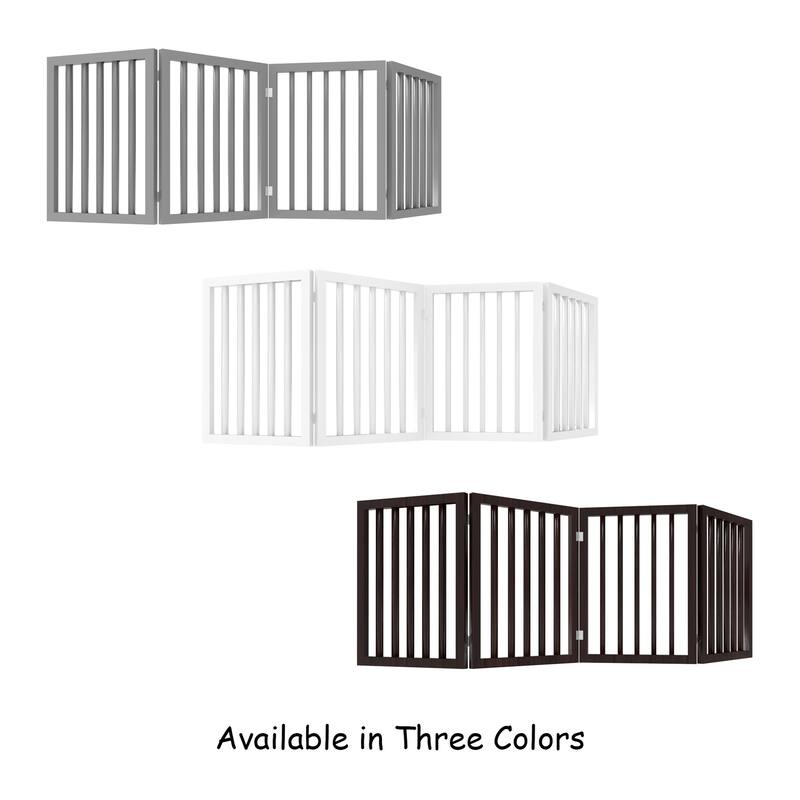 4-Panel Modern Indoor Foldable Dog Gate - 73x24-Inch MDF Freestanding Pet Fence