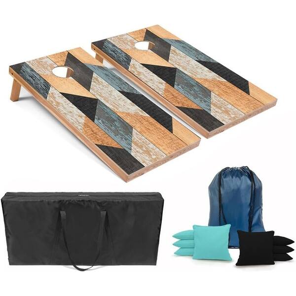 slide 2 of 9, 4'x2' Wood Pattern Cornhole Game - 4'x2' Distressed Wooden 4'x2' Distressed Wooden