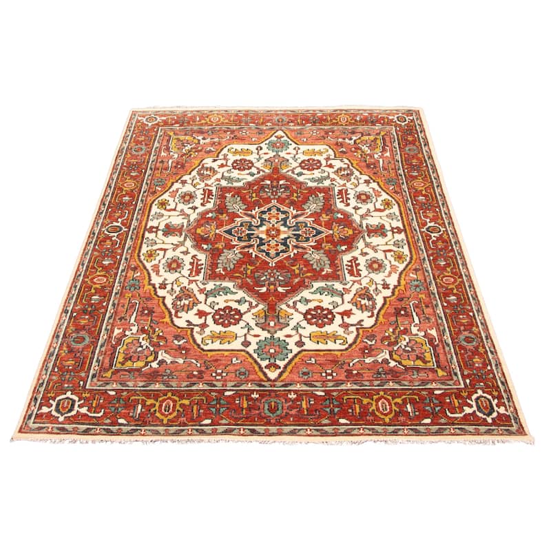 ECARPETGALLERY Hand-knotted Jules Serapi Cream, Copper Wool Rug - 8'8 x 11'11