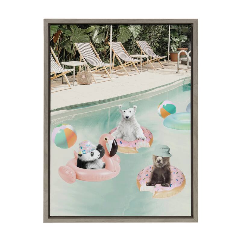 Kate and Laurel Sylvie Pool Party Framed Canvas by July Art Prints