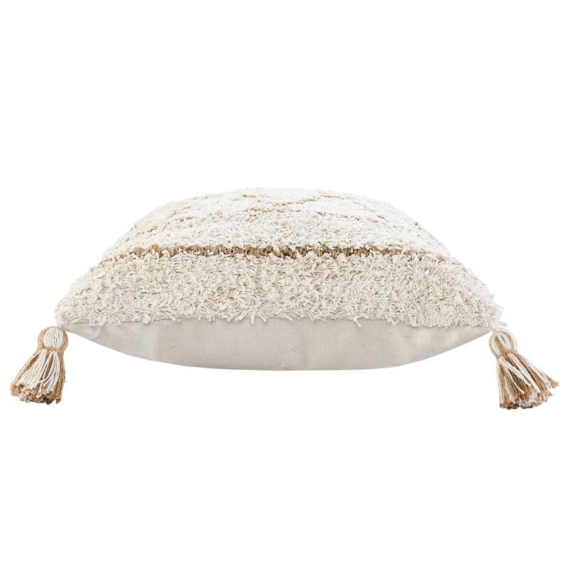 Sevita Boho-Chic Geometric Jute and Cotton Throw Pillow