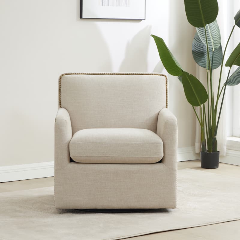 Tobias Swivel Accent Chair with Nailhead Trim by Greyson Living