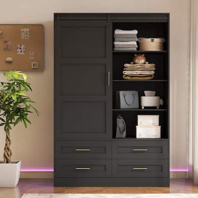 47.24"L Armoire Wardrobe Closet with Hanging Rod