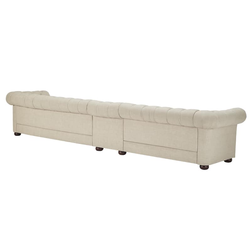 Knightsbridge Beige Linen Tufted Chesterfield Modular Sofa by iNSPIRE Q Artisan