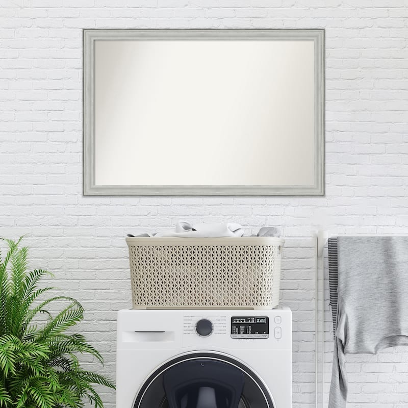 Non-Beveled Wood Bathroom Wall Mirror - Bel Volto Silver Frame
