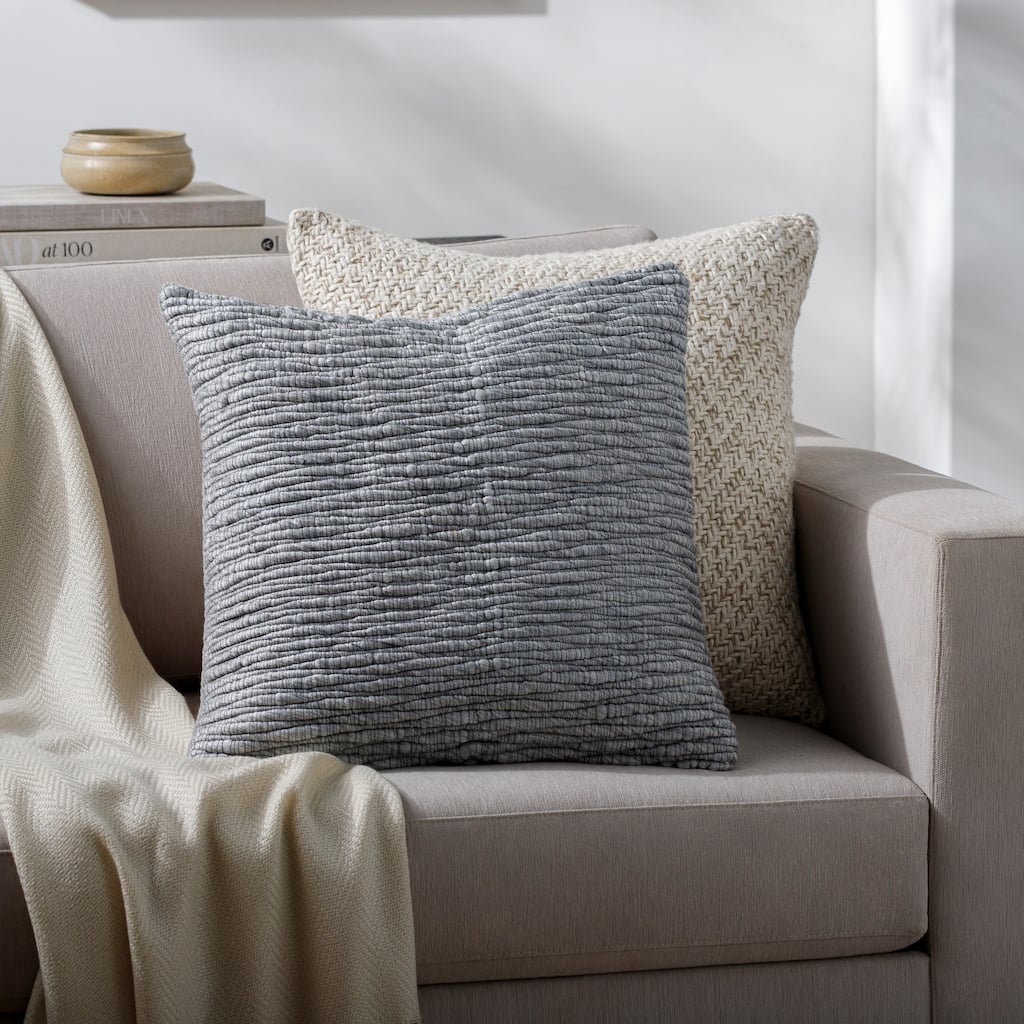 Gisel Farmhouse Solid Color Accent Pillow