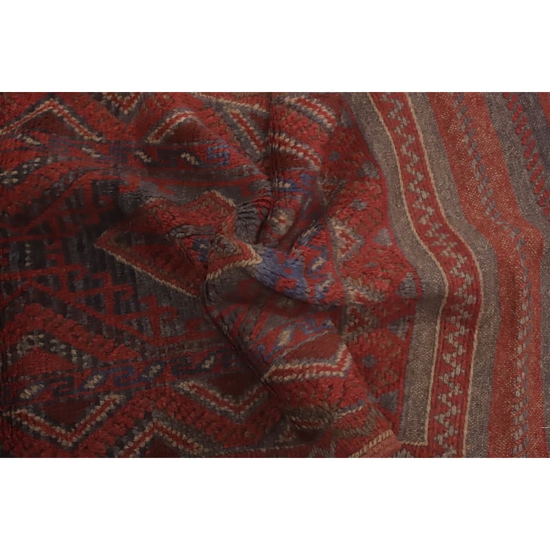 Hand Knotted Oriental 100% Wool Carpet Traditional Tribal Red Balouch Runner Rug - 8' 1'' X 2' 1''