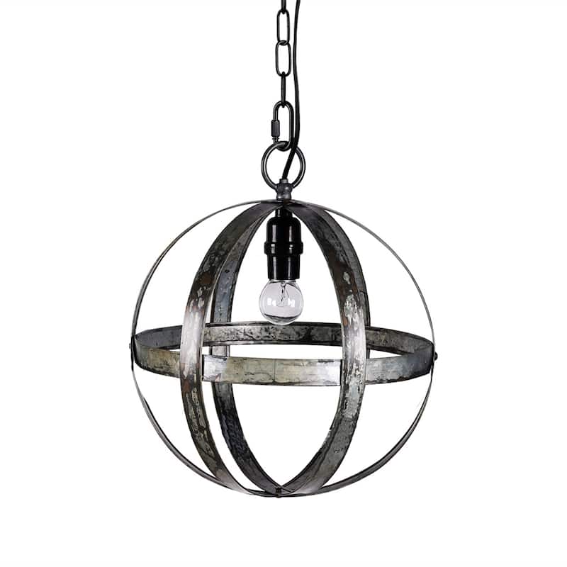 Metal Chandelier, Hanging Light Fixture with Adjustable Chain - Grey