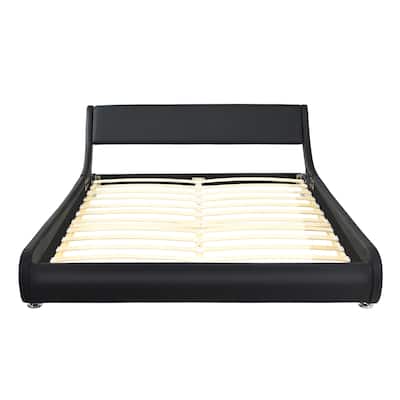 Costway Full Faux Leather Upholstered Platform Bed Adjustable