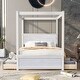 preview thumbnail 9 of 22, Full Size Canopy Bed Wood Canopy Bed w/ Drawers and Headboard Unisex Full - White