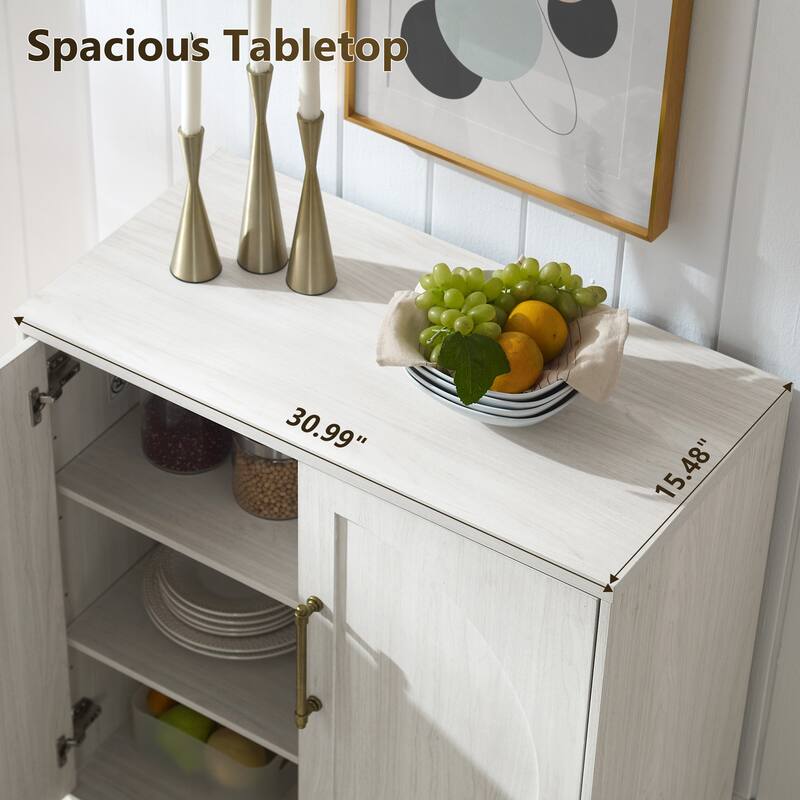 31" Modern Arched Recess Sideboard, Wood Kitchen Buffet, File Cabinet