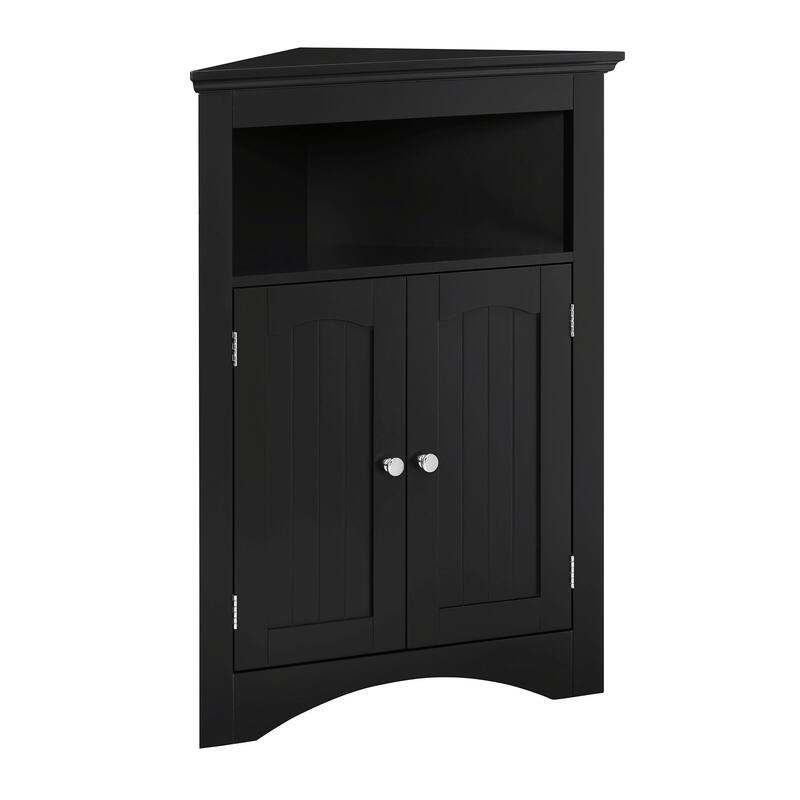 Free-Standing Corner Storage: Perfect for Bathroom, Kitchen, and Living Room. Features Doors, Shelves