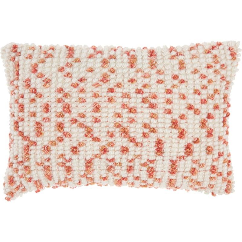 Mina Victory Outdoor Pillows Textured Throw Pillow - Coral - 14" x 20"