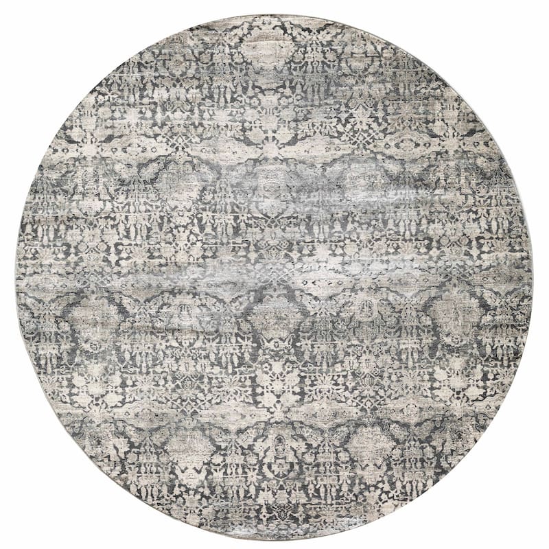 Carson Carrington Hartvien Distressed Boho Trends Rug - 7'7" Round - Charcoal