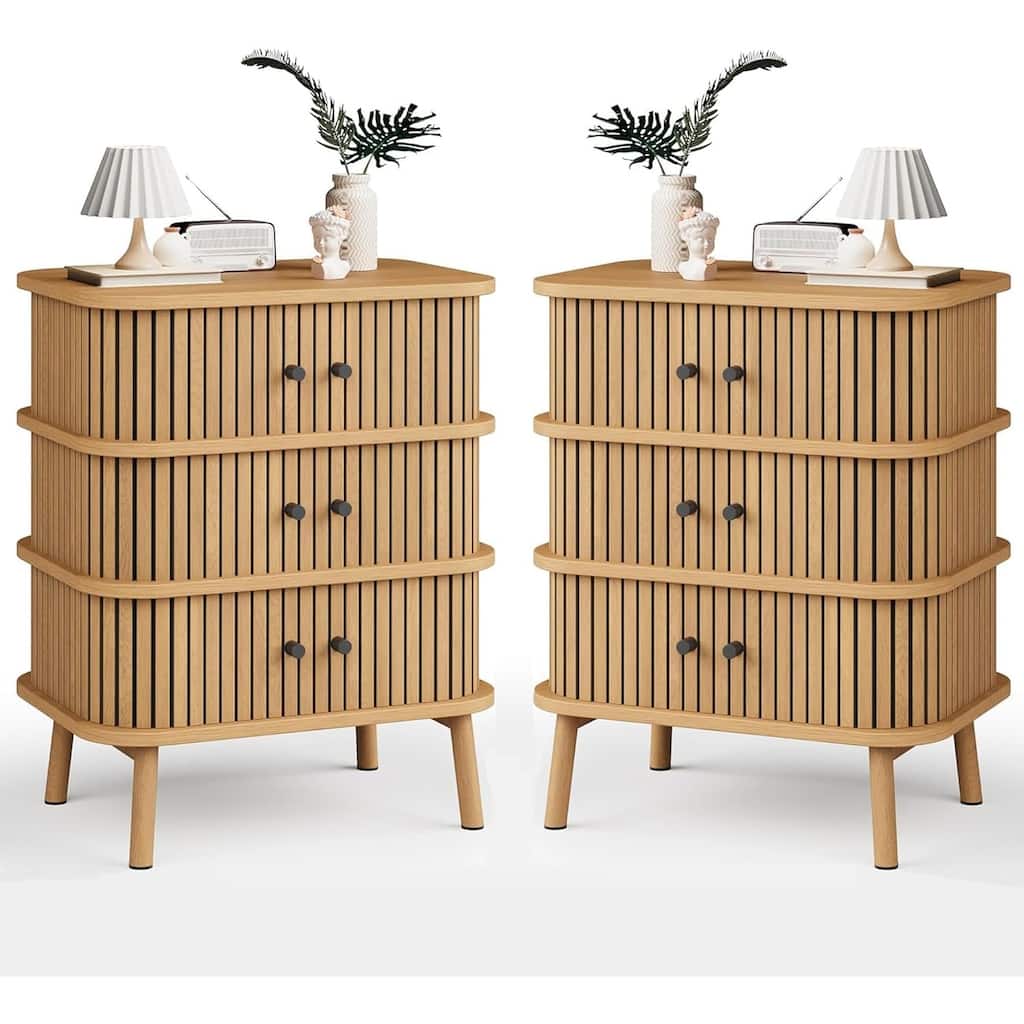 3 Drawer Dresser Set of 2, Chest of Drawers for Bedroom