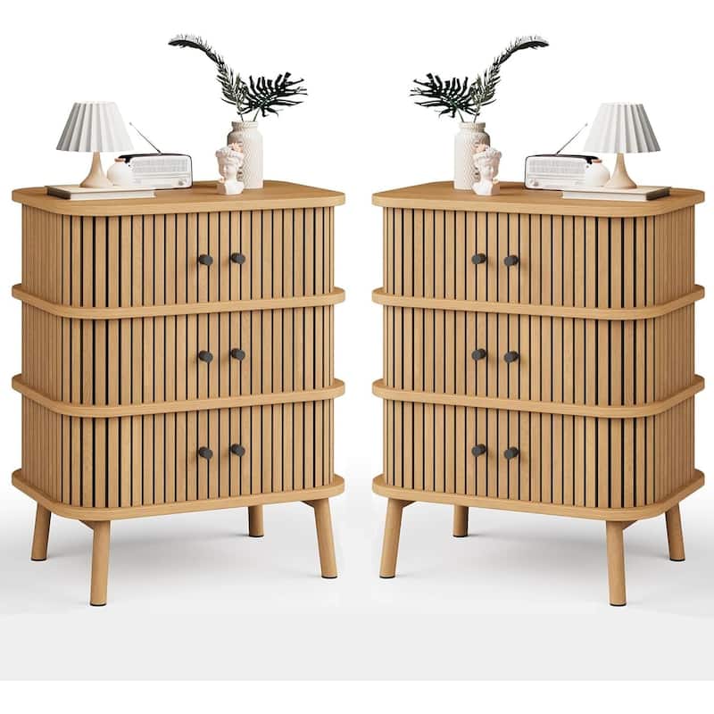3 Drawer Dresser Set of 2, Chest of Drawers for Bedroom