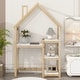 preview thumbnail 3 of 32, House-shaped Wooden writing Desk,Kids study Table,Bookshelf & Toy Storage