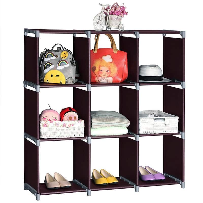 9-Cube DIY Storage Cube Organizer Closet Bookcase Cabinet Black/Brown