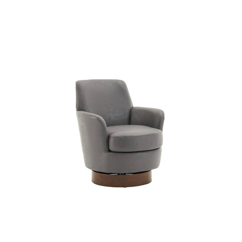 Comfy PU leather Swivel Barrel Chair with Gold Stainless Steel Base