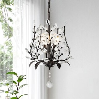Joanna 12" 3-Light Contemporary Bohemian Iron/Acrylic LED Pendant, Oil Rubbed Bronze/Clear by JONATHAN Y