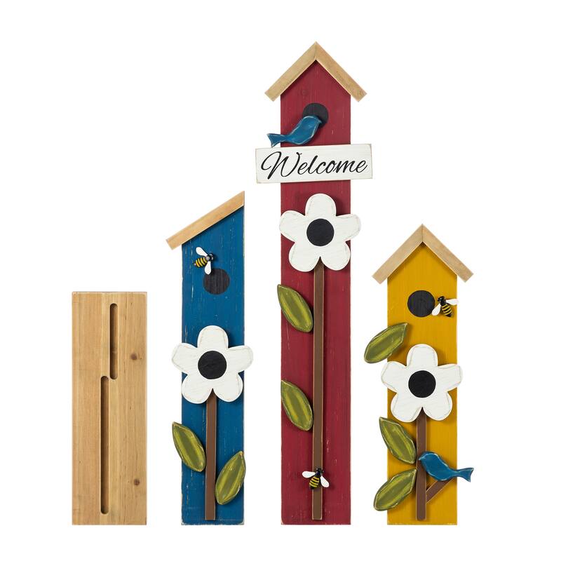 Glitzhome 30"H Detachable Solid Wood Birdhouse Shaped Porch Decor