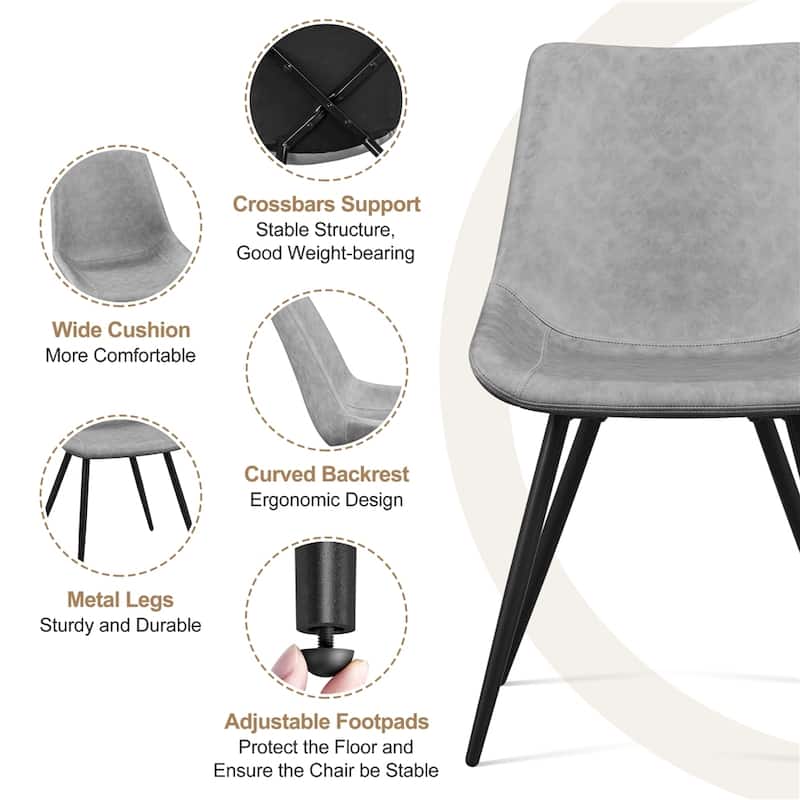 Yaheetech 2PCS Faux Leather Dining Chairs With Metal Legs - N/A