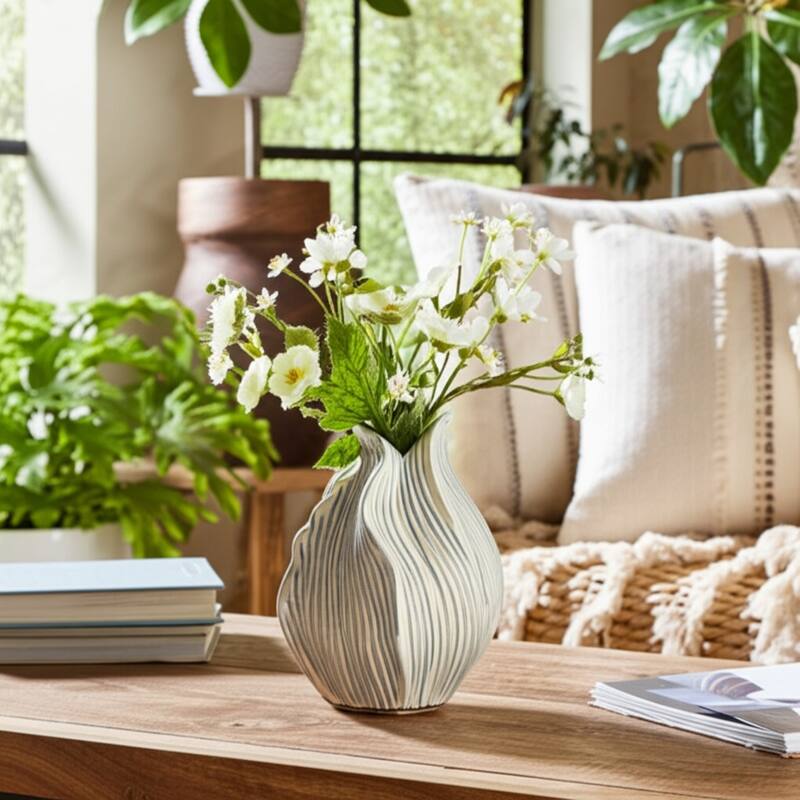 Ceramic Decorative Vase Handcrafted Unique Sculptural Curved Design
