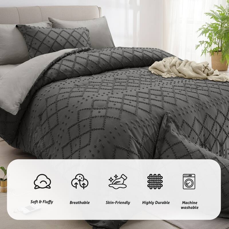 Set of 5/7 Pieces Brushed Comforter Set, Bed-in-a-Bag