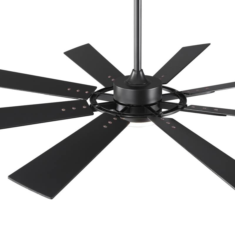 72" Matte Black Large Windmill Farmhouse Integrated LED Ceiling Fan with Light and Remote - 72"Wx12.8"H