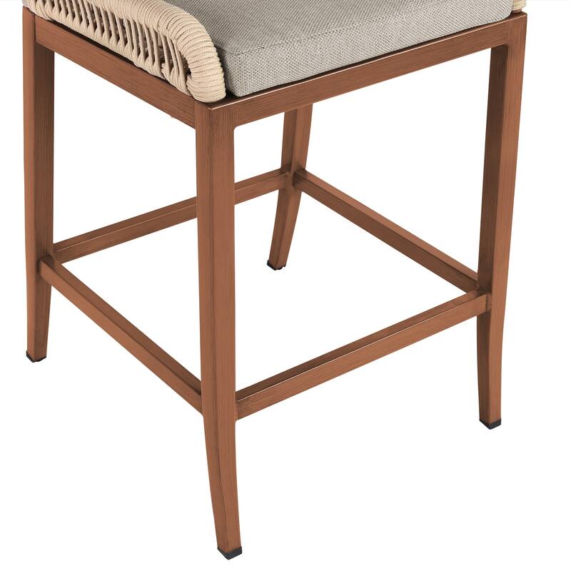 Modern Aluminum Counter Height Bar Stools, Upholstered Counter Stools with Back - 27.5"H