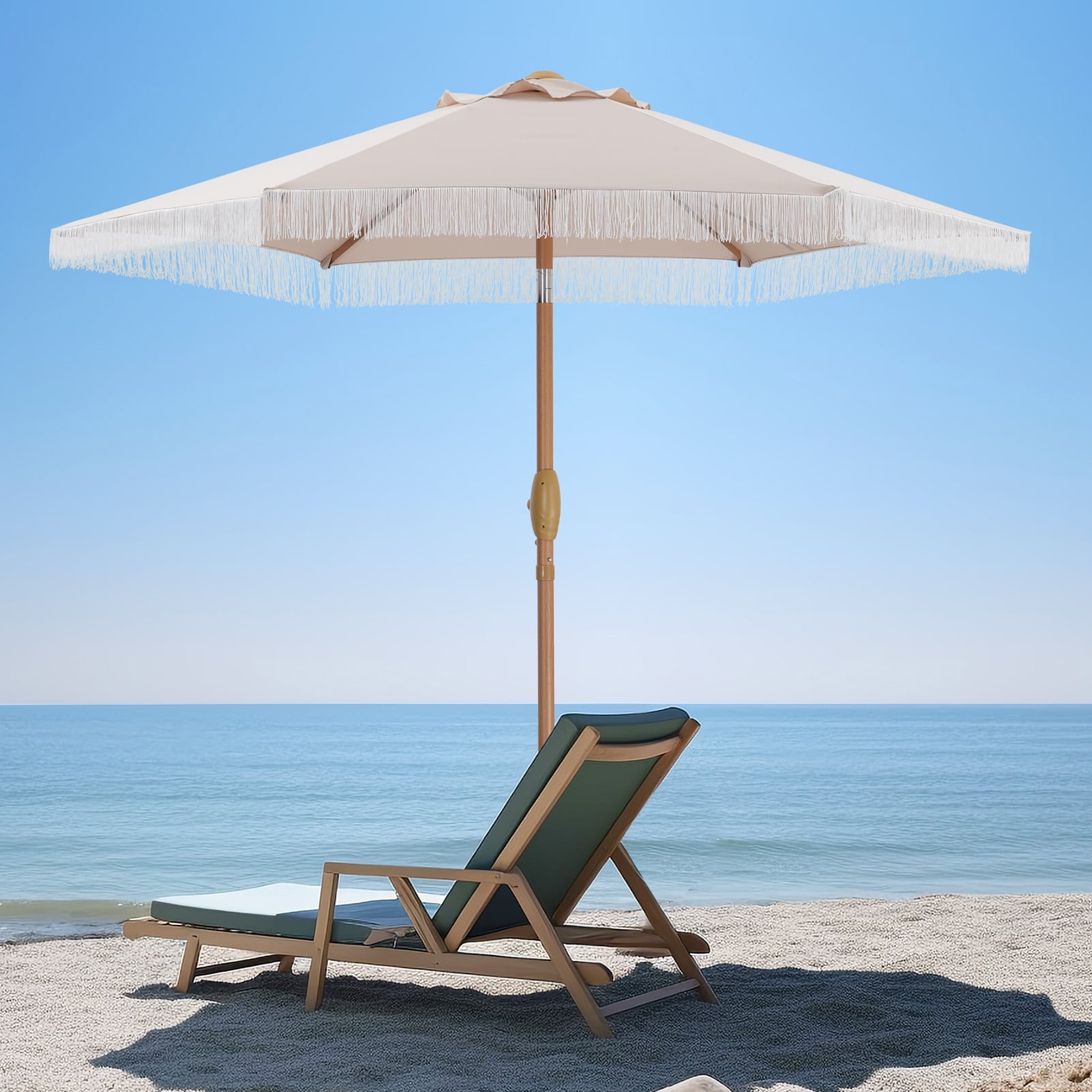 Autlaycil 7.5 ft Outdoor Umbrella Patio with Fringe.