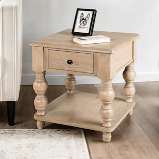 Furniture of America Trenden Modern Farmhouse Solid Wood 1-Drawer Square End Table