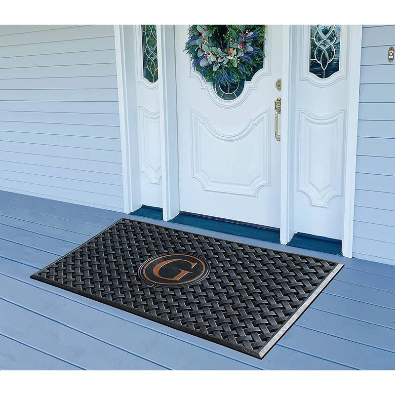 A1HC 100% Pure Rubber Monogrammed Front Door Mat 24" x39" Indoor Outdoor Doormat