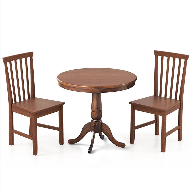 Gymax 3-Piece Dining Kitchen Table Dining Set Mid-Century Round