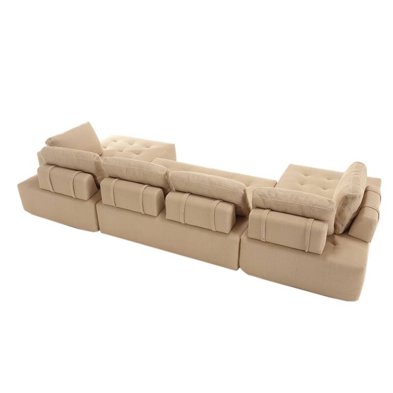 146" Modular Sectional Sofa, Oversized U Shaped with Chaise, Deep Seat Comfy Fabric Cloud Couch for Living Room
