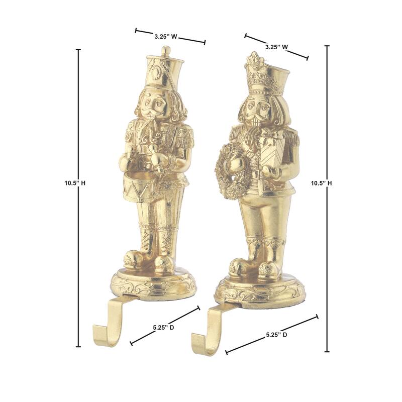 10.5" Resin Nutcracker Stocking Holder Set of 2