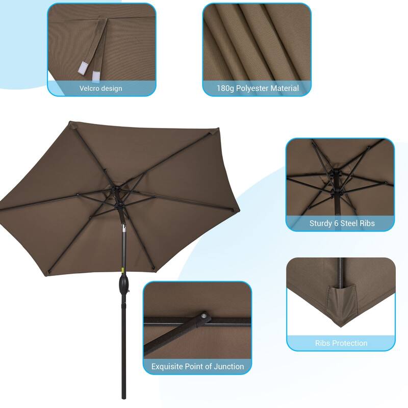 Bonosuki 7.5-foot Waterproof Sunshade Canopy Patio Umbrella