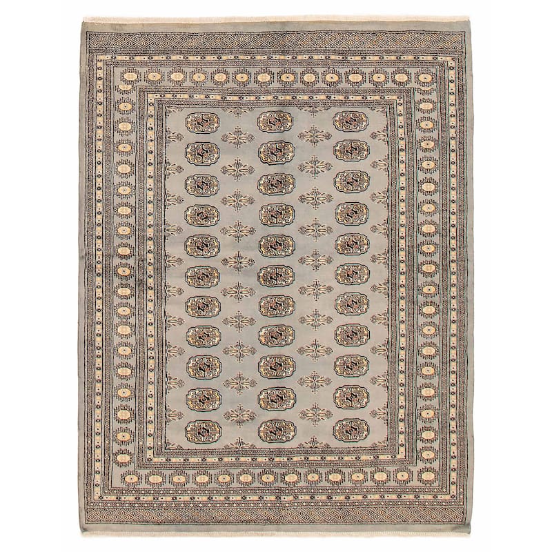 Finest Peshawar Bokhara Grey Rug 5'7" x 7'3" - 5'7 x 7'3 - Grey - 5'7 x 7'3