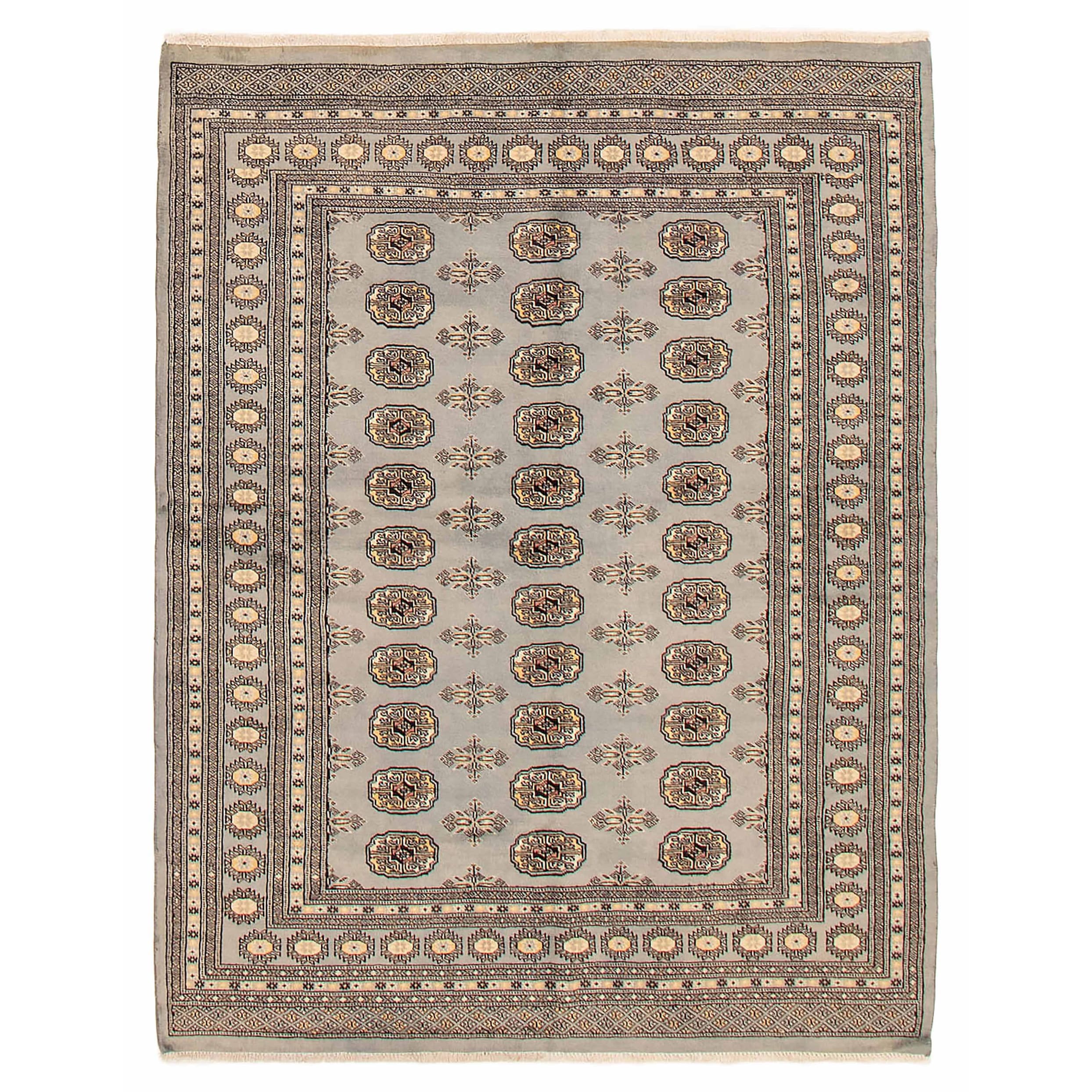 Finest Peshawar Bokhara Grey Rug 5'7" x 7'3" - 5'7 x 7'3