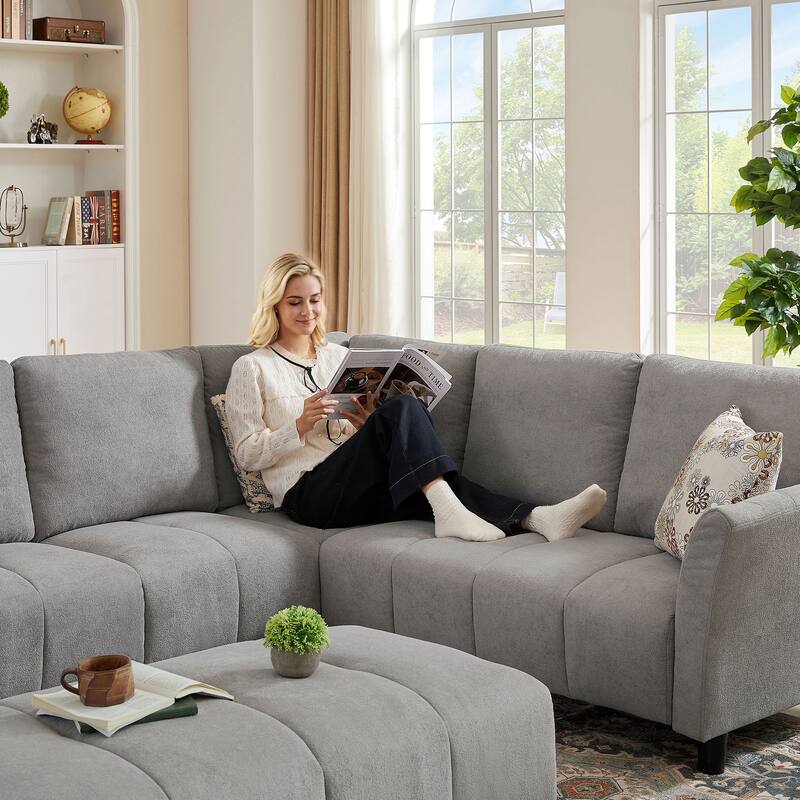 "102.56" W Reversible Sectional Sofa with Corner Seat & Extended Bench