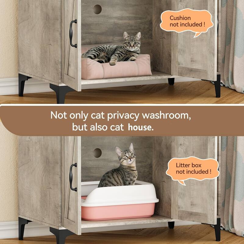 Cat Litter Box Enclosure with Shelf and Door