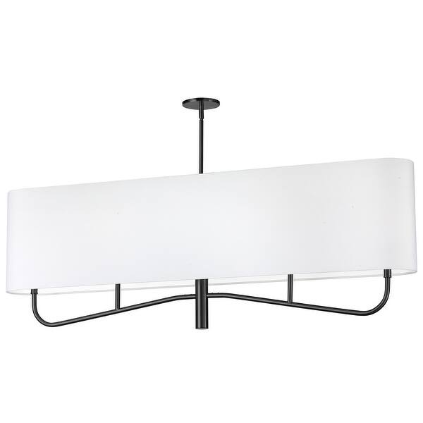 slide 2 of 8, 4 Light Incandescent Horizontal Chandelier Matte Black with White Shade Matte Black
