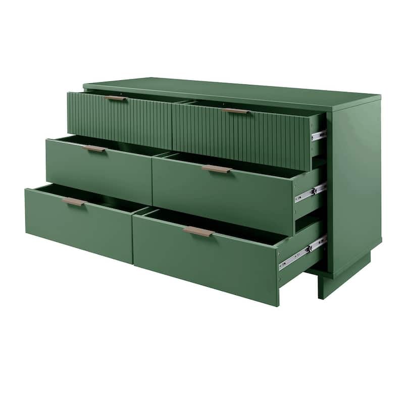 Manhattan Comfort Granville 55.07" Modern Double Wide 6 Drawer Dresser