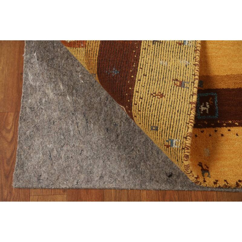 Hand Knotted Oriental 100% Wool Carpet Tribal Tribal Yellow & Gold Gabbeh Area Rug - 4' 4'' X 2' 6''