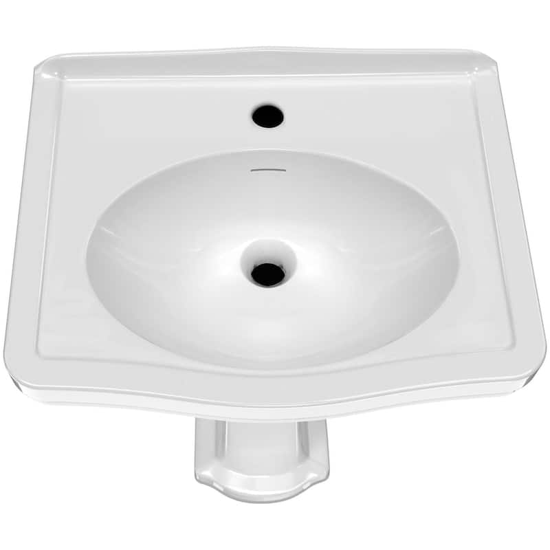 Whitehaus B-LO914-LO915-1H 22-7/8" Oval Vitreous China Pedestal