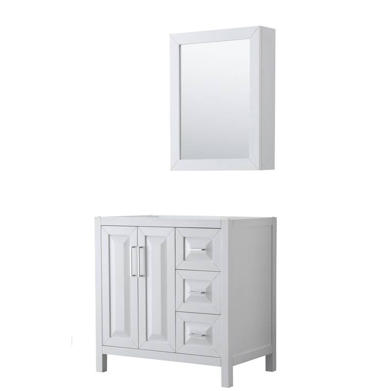 Wyndham Collection Daria 35" Single Free Standing Vanity Cabinet - - White / Polished Chrome Hardware