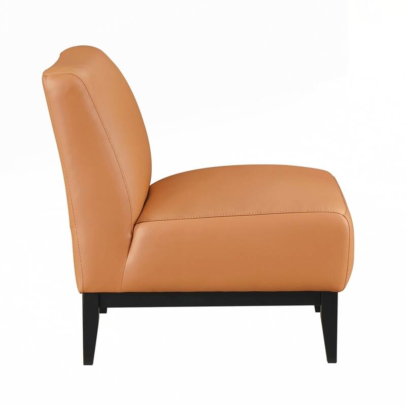 Upholstered Accent Chair Cushion Seat Back with Solid Wood Leg