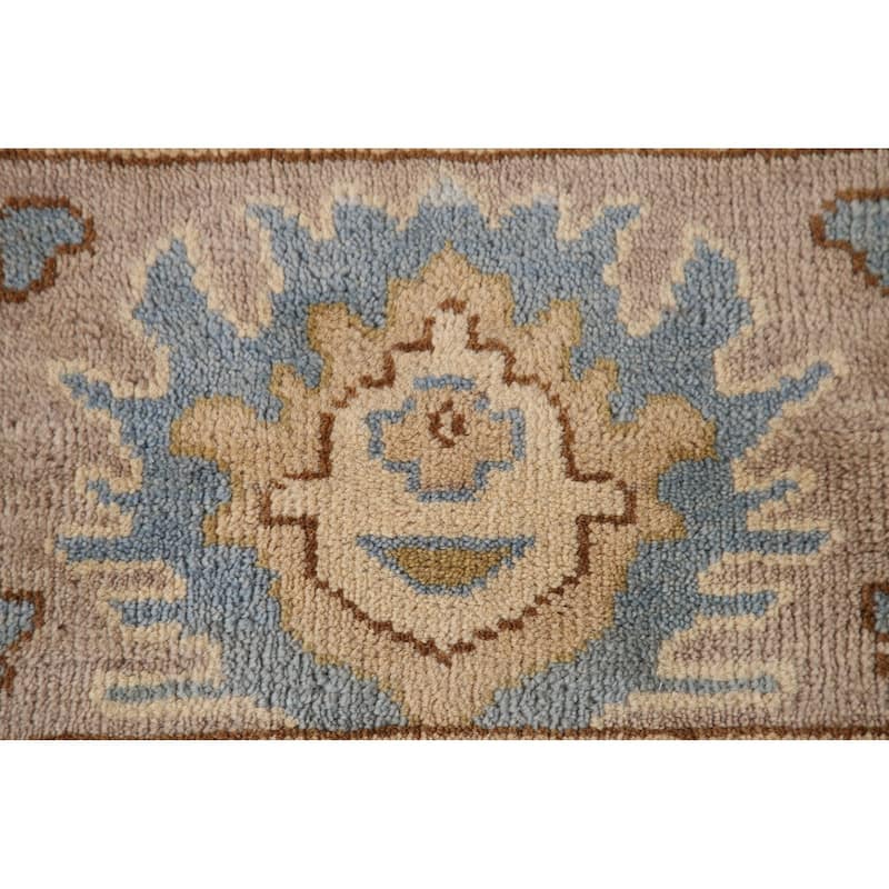 Blue Floral Oushak Oriental Area Rug Handmade Wool Carpet - 9'2"x 12'0"