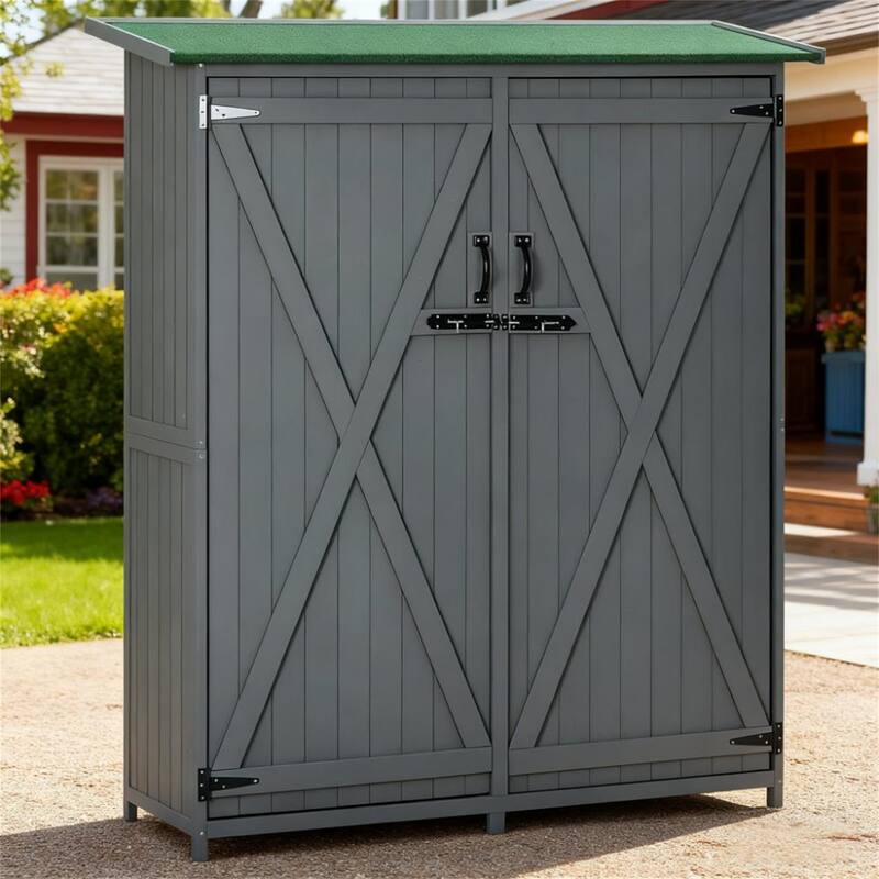 Wooden Garden Storage Garden Shed Utility Tool Organizer with Waterproof Asphalt Rood