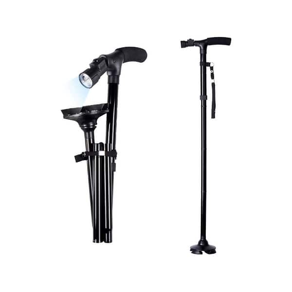 slide 1 of 4, Folding Cane with LED Light Adjustable Canes Walking Stick for Elderly